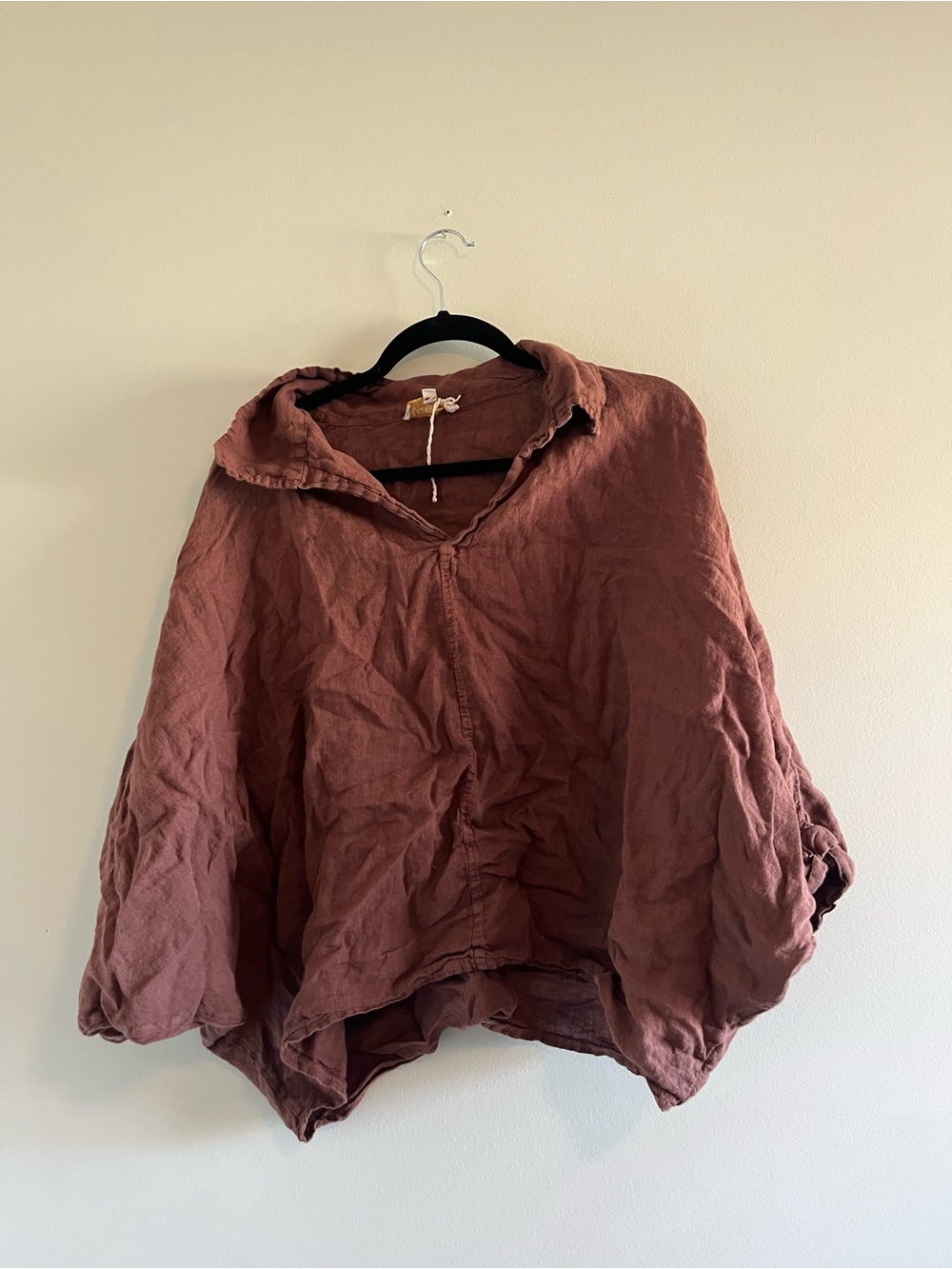 Rust Brown Linen Pullover Top